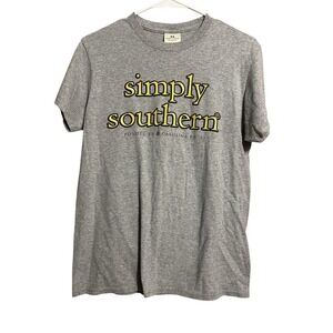 Simply Southern Wm Sm " Mama Bear" Grey Yellow Graphic T Shirt Cotton